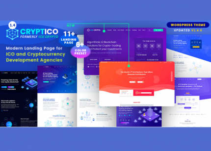 Cryptico Theme​ ICO Crypto Landing, Cryptocurrency WP GPL Theme​