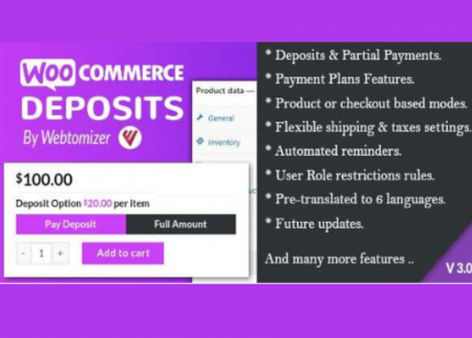 WooCommerce Deposits Partial Payments WP GPL Plugin