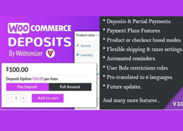 WooCommerce Deposits Partial Payments WP GPL Plugin
